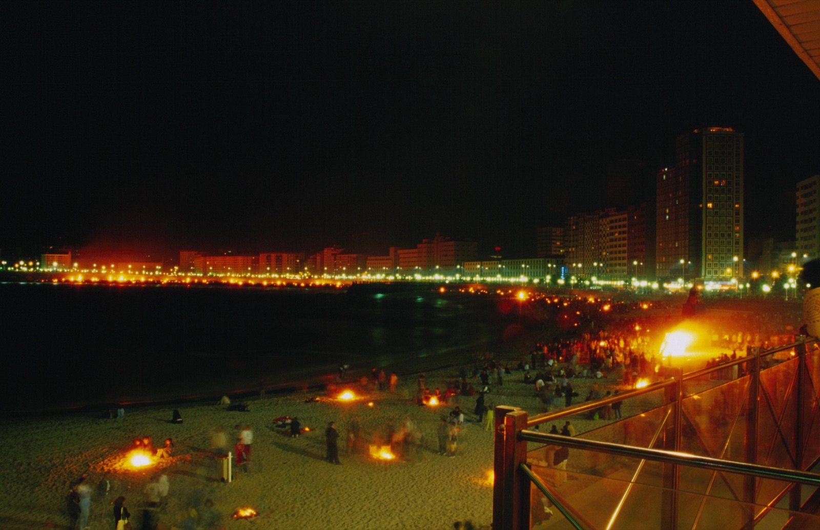 Hogueras (bonfires) on the beach during Noche de San Juan