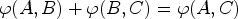 $ \varphi (A,B)+\varphi (B,C)=\varphi (A,C)$