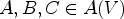 $ A,B,C\in A(V)$